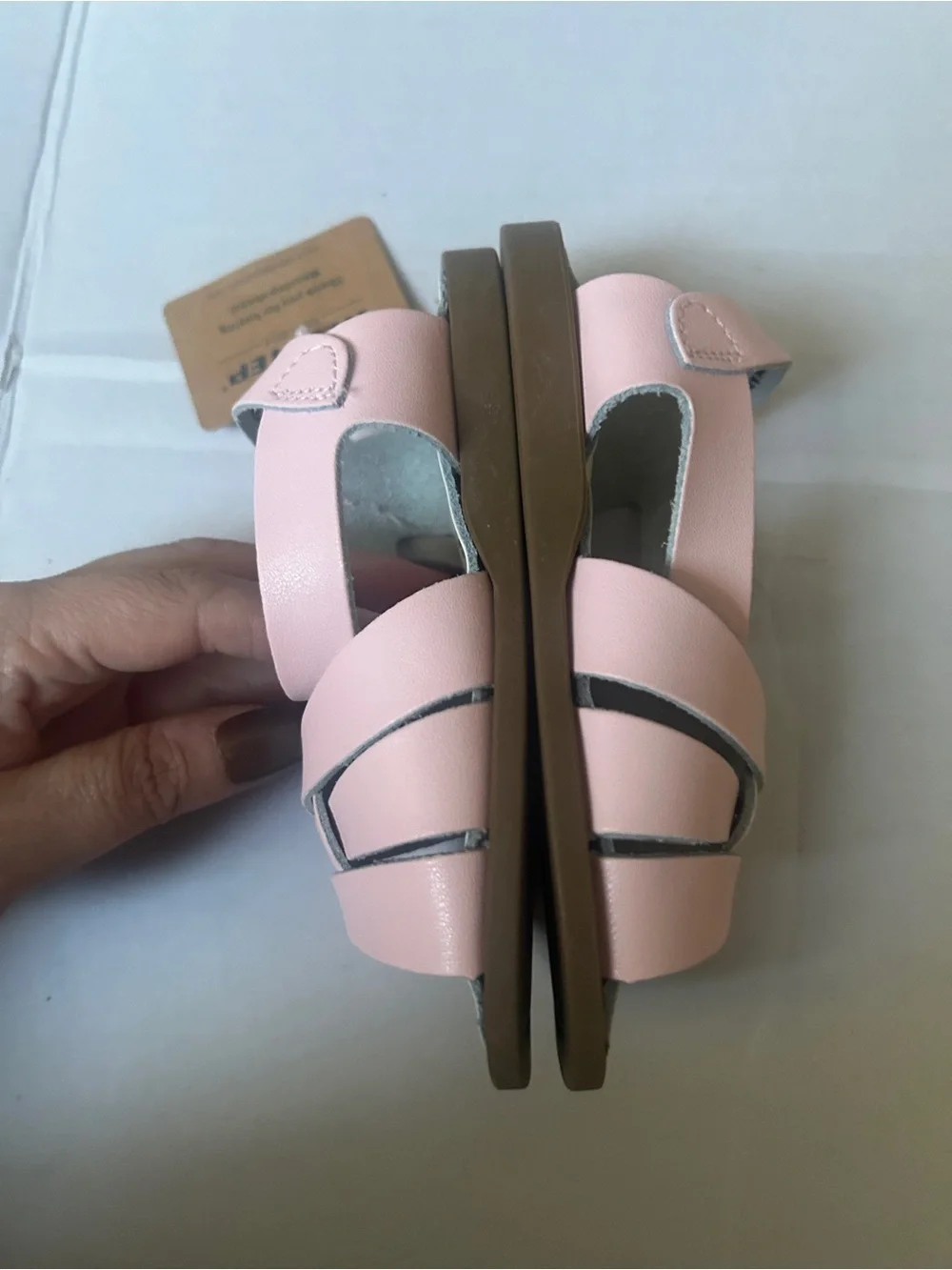 WEESTEP Pink leather sandals - toddler girl size 6 - ankle wrap